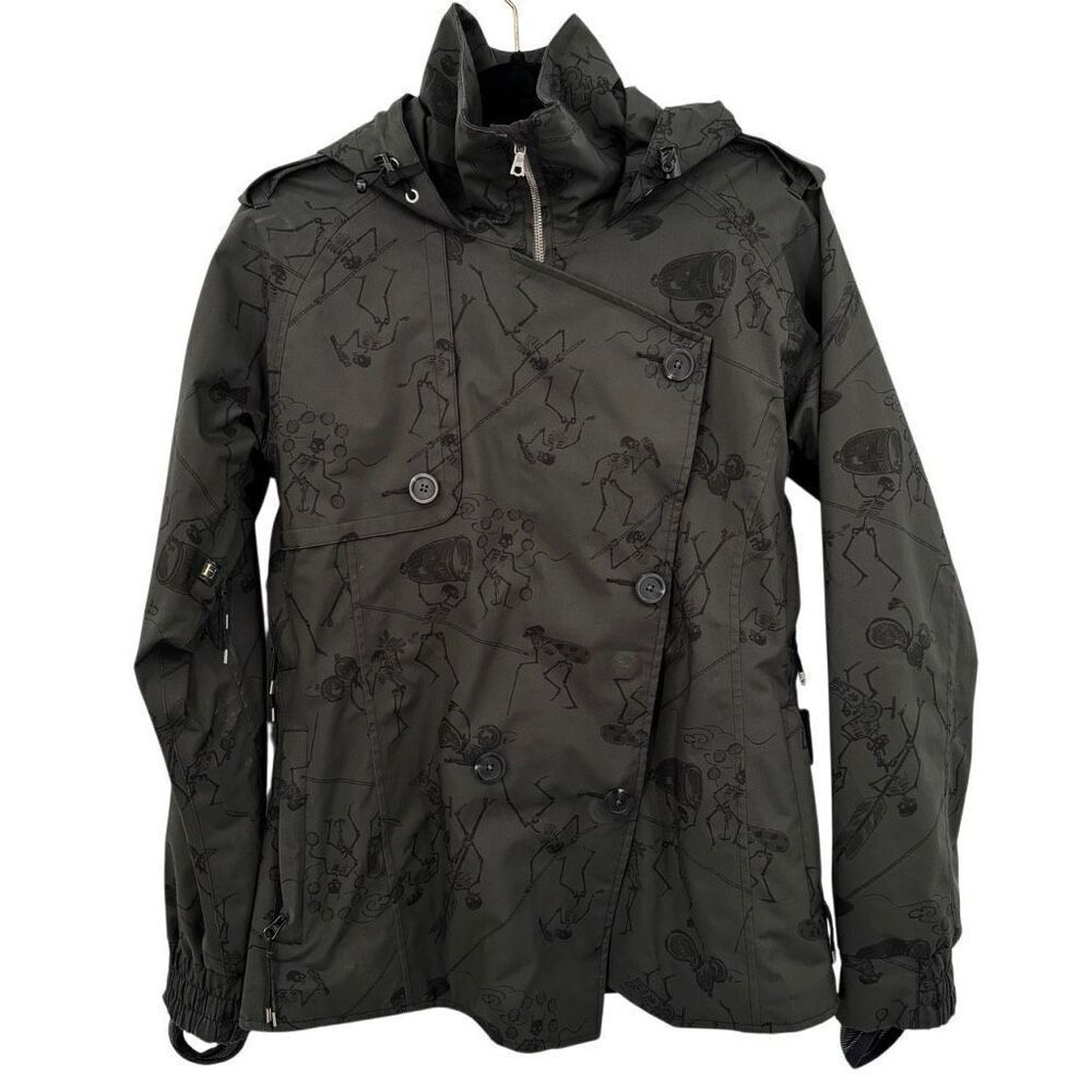 Holden Kaori‎ Eco Jacket Art Printed Snowboard Skeletons Black Small